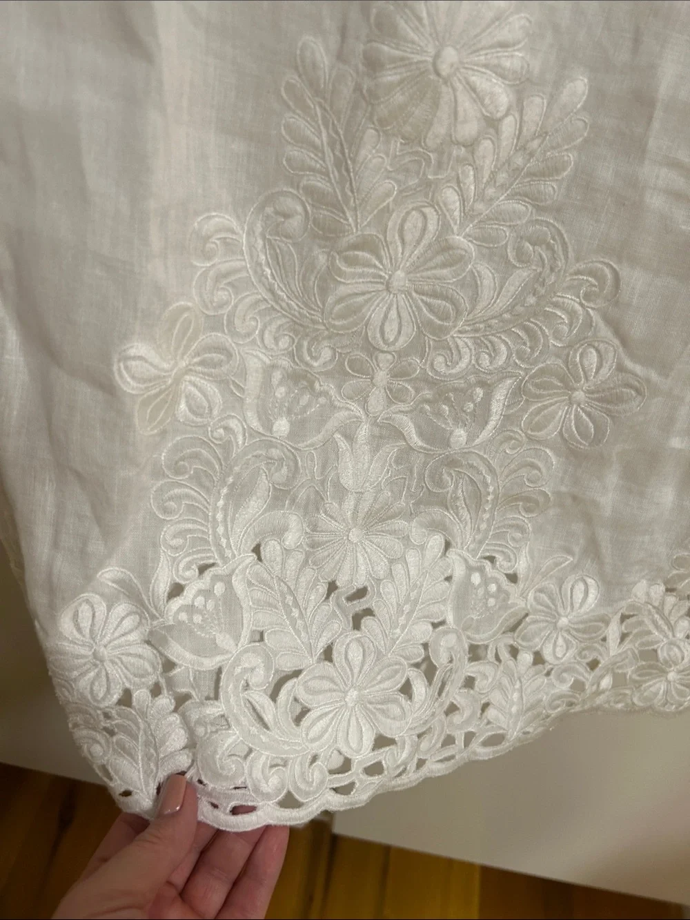 J. Crew White Embroidered Linen Blouse 2